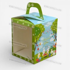 Коробка для Кулича ЦП - Пасхальные Кролики 15х15х18см