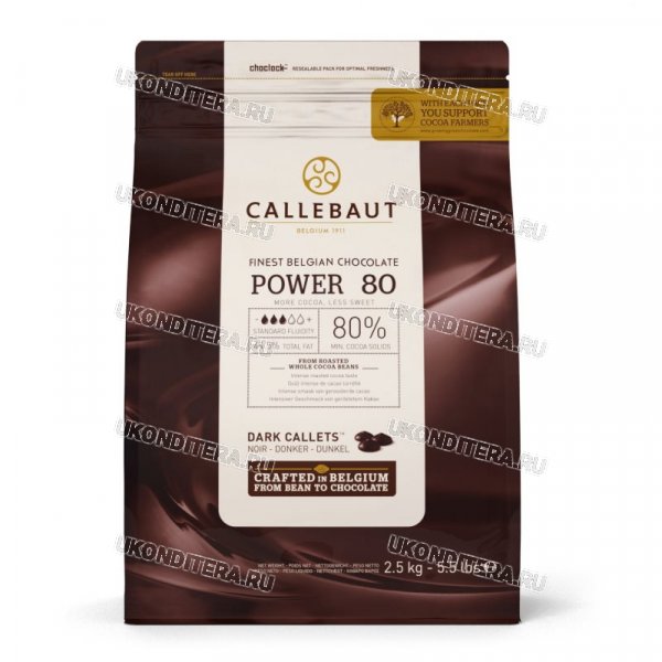 Шоколад "Callebaut" - Темный с ванилью Bourbon 80%, 2,5кг. (80-20-44-RT-U71)