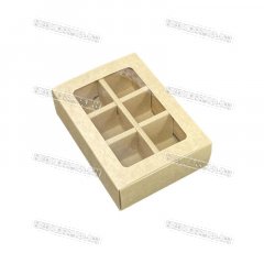 Коробка для 6 Конфет с Окном ЦП - Крафт 11,5х7,5х3,5см