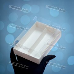 Коробка для 2 Эклеров с ПВХ крышкой РК 13,5х9х5см