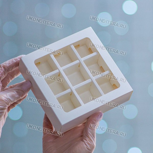 Коробка для 9 Конфет с Окном ЦП 12х12х3,5см
