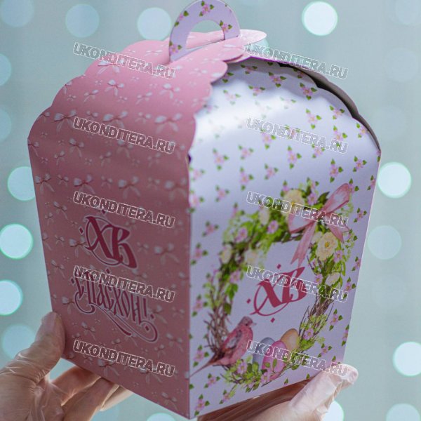 Коробка для Кулича ЦП - Весенняя Пасха 17х17х26