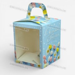 Коробка для Кулича ЦП - Небесно-Голубая 15х15х18см