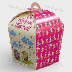 Коробка для Кулича - Крольчата 14х14х26см