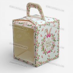 Коробка для Кулича ЦП - Тюльпаны 15х15х18см