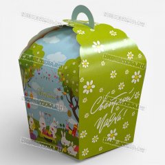 Коробка для Кулича - Светлой Пасхи! кролики, ромашки 14х14х26см