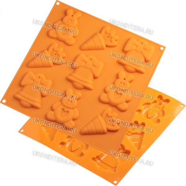 Форма Силиконовая для шоколада - Кролик с морковкой, 9х7,2см. (SL-4597566)