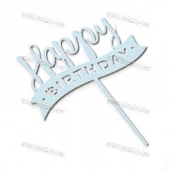 Топпер - Happy Birthday Лента Голубой 70х120мм