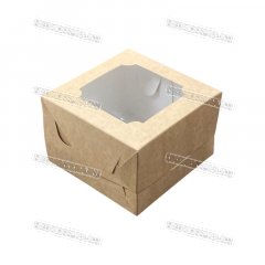 Коробка для Бенто-Торта с Окном - Крафт 12х12х8см