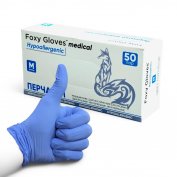 Перчатки Нитриловые FoxyGloves - Голубые M 100шт