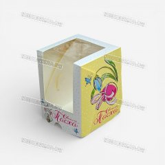 Коробка для 1 Капкейка c Окном ЦП - Светлой Пасхи