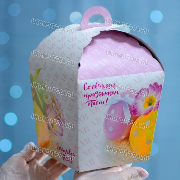 Коробка для Кулича - Счастливой Пасхи! 170х170х260