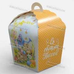 Коробка для Кулича ЦП - Кролики в саду 14х14х26см