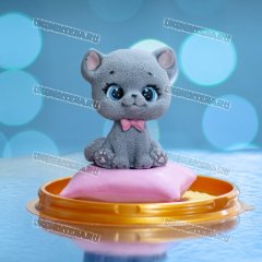 Фигурка Глазурь - Кошечка Серая на Розовой Подушке