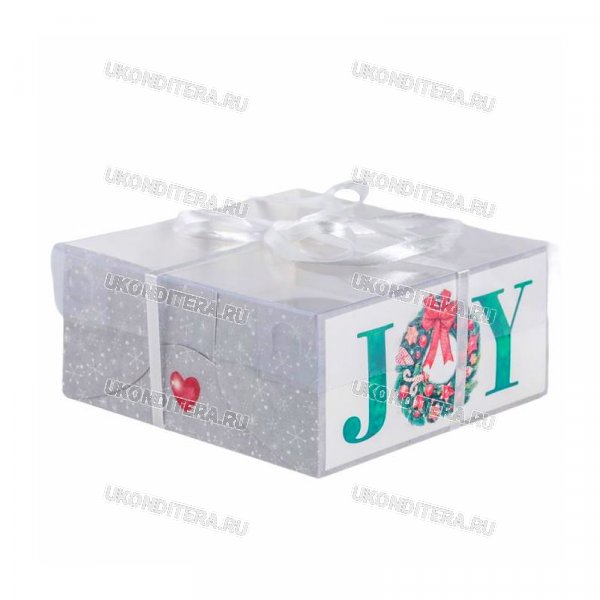 Коробка для 4 Капкейков с прозрачной Крышкой - Joy, 16х16х7,5см. (SL-4334727)