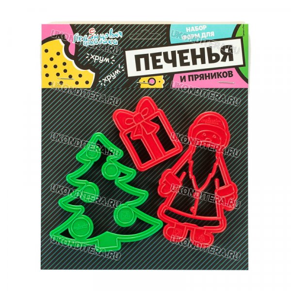 Вырубки Пластиковые ЛФ - Елочка, Дед Мороз и Подарок 3шт