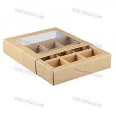 Коробка для 9 Конфет с Окном - Крафт, 14,5х14,5х3,2см