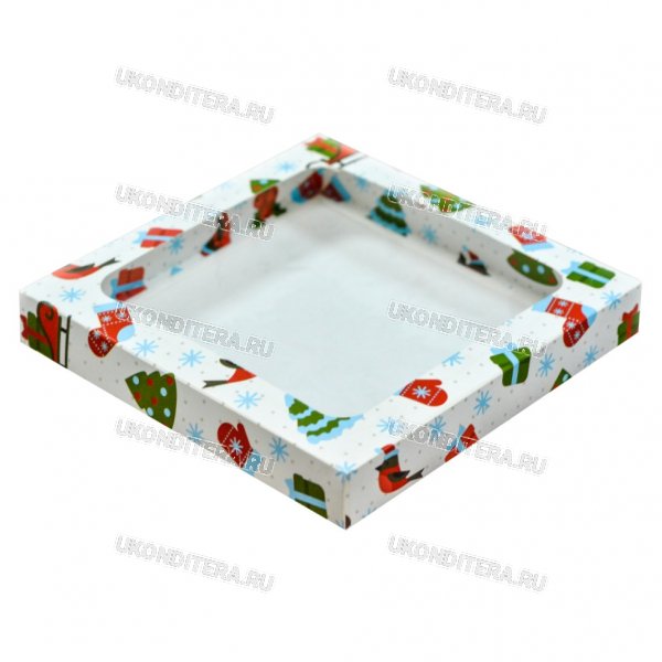 Коробка для Пряников c Окошком - Новый год, 20х20х3см. (P-JINw-20203-HN)