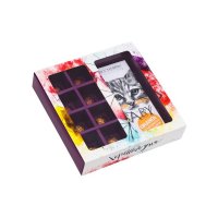 Коробка для 8 Конфет и Шоколадки с Окном - Зонтики 17,7х17,8х3,8см