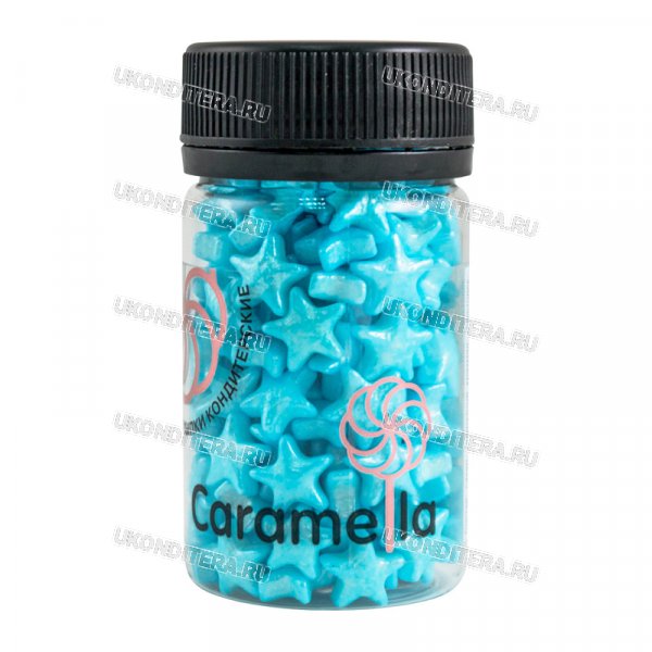Посыпка Caramella - Звезды 12мм Голубые Перламутровые 50г