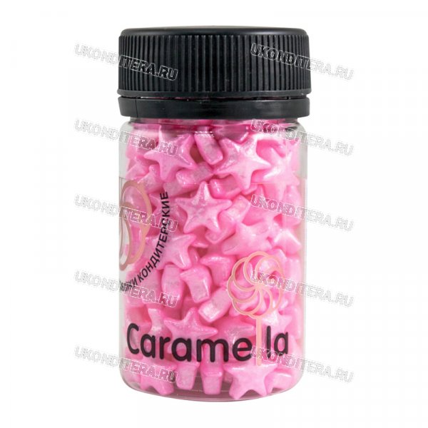 Посыпка Caramella - Звезды 12мм Розовые Перламутровые 50г