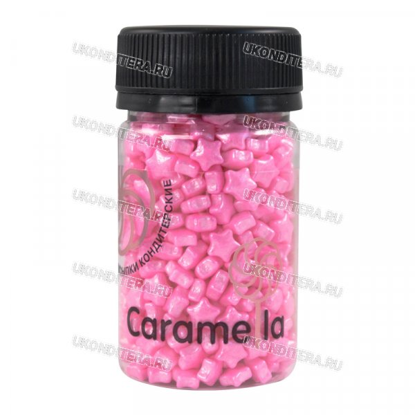 Посыпка Caramella - Звезды 7мм Розовые Перламутровые 50г