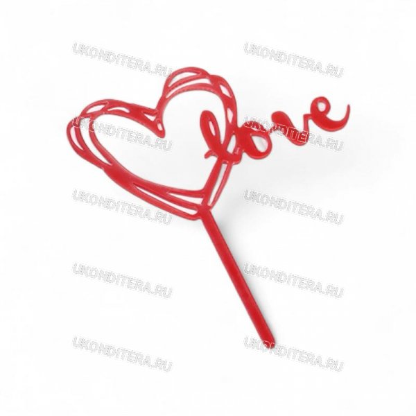 Топер для Торта - Love Красный 8х12